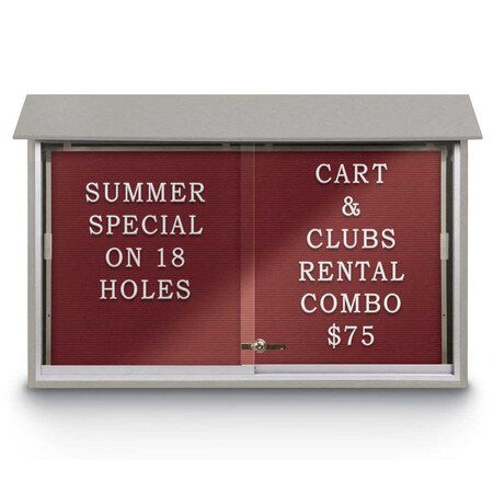 United Visual Products Outdoor Enclosed Combo Board, 72"x36", Bronze Frame/Grey & Blue Spruce UVCB7236ODBZ-GREY-BLSPRU